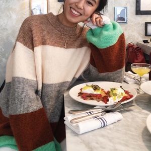 HM Mohair Wool Color Block Sweater
